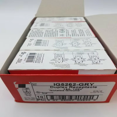 Legrand 10Pc Pass Seymour IG5262-GRY Duplex Receptacle 15A 125V Isolated Ground New Original Ready Stock Industrial Automation PAC Dedic